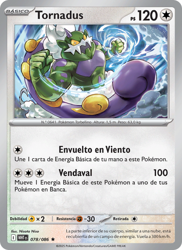 Tornadus 078 — Weiße Flammen (Spanish Pokémon TCG card)