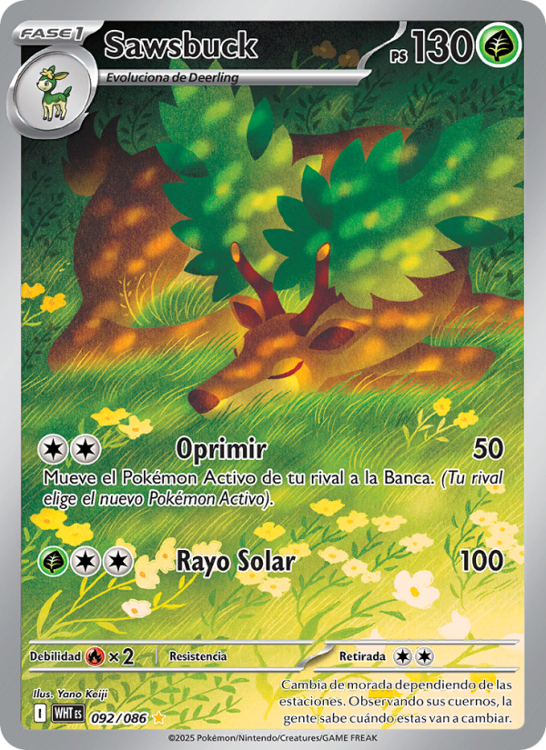 Sawsbuck 092 — Weiße Flammen (Spanish Pokémon TCG card)