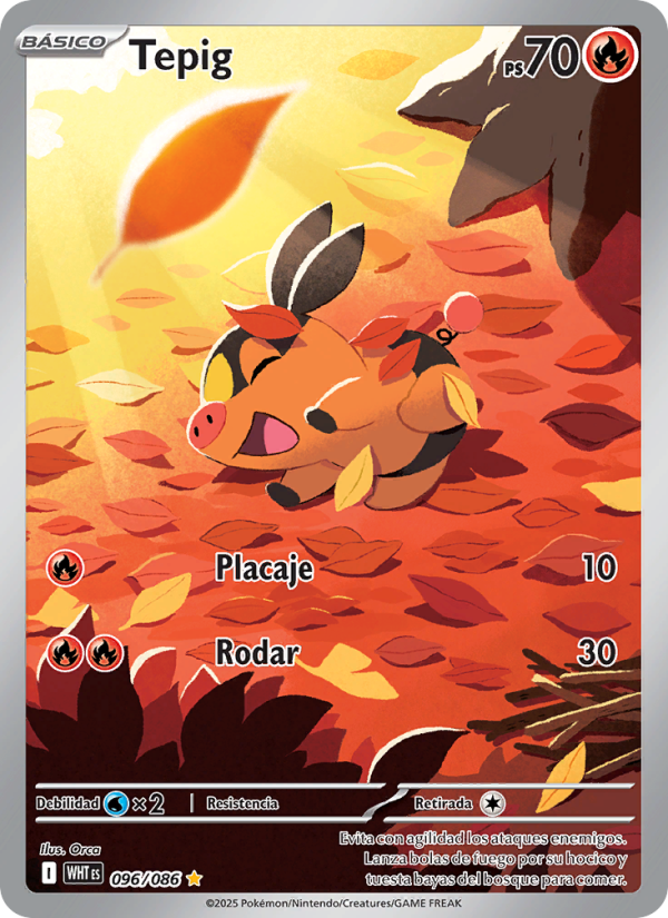 Tepig 096 — Weiße Flammen (Spanish Pokémon TCG card)
