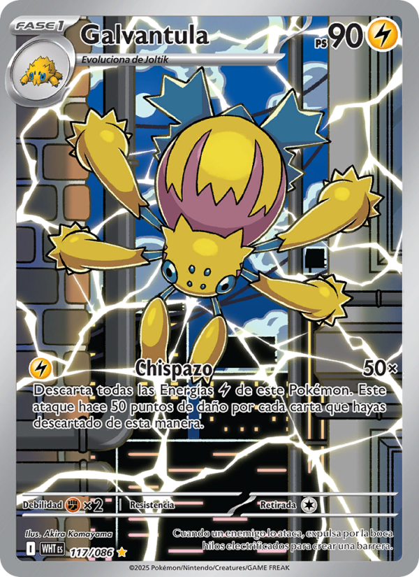 Galvantula 117 — Weiße Flammen (Spanish Pokémon TCG card)