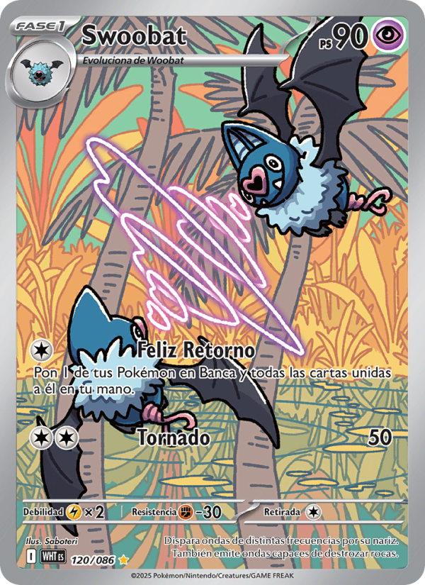 Swoobat 120 — Weiße Flammen (Spanish Pokémon TCG card)