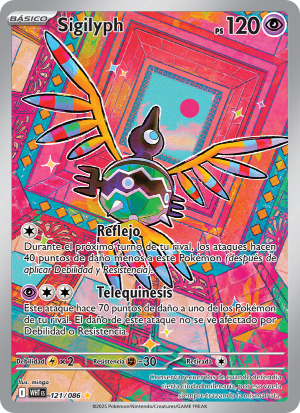 Sigilyph 121 — Weiße Flammen (Spanish Pokémon TCG card)
