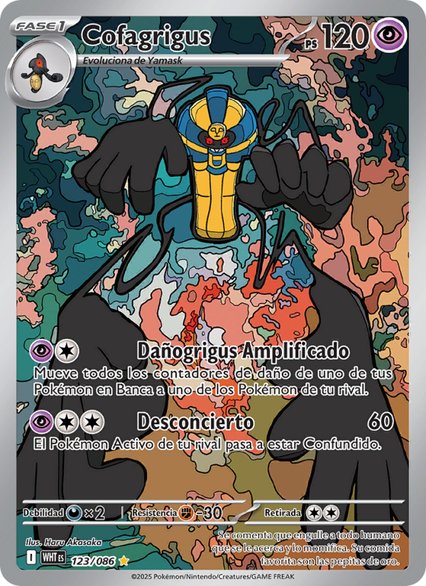 Cofagrigus 123 — Weiße Flammen (Spanish Pokémon TCG card)