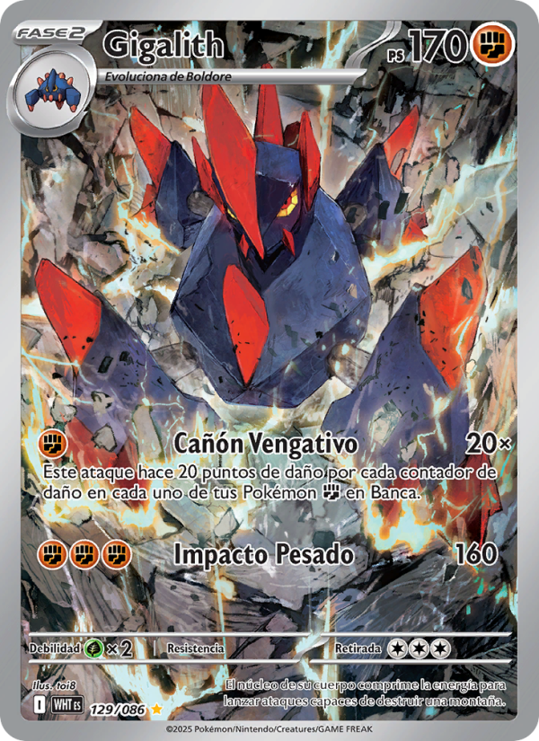 Gigalith 129 — Weiße Flammen (Spanish Pokémon TCG card)
