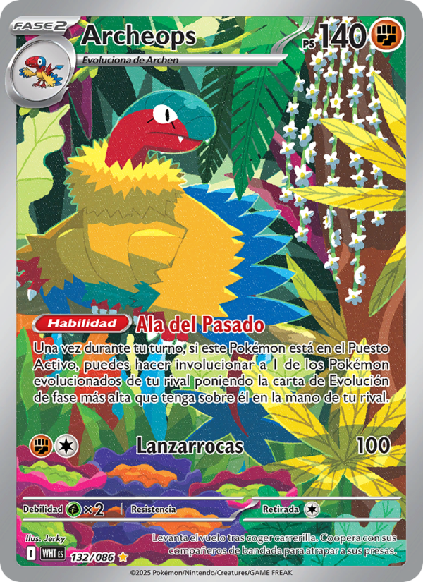 Archeops 132 — Weiße Flammen (Spanish Pokémon TCG card)
