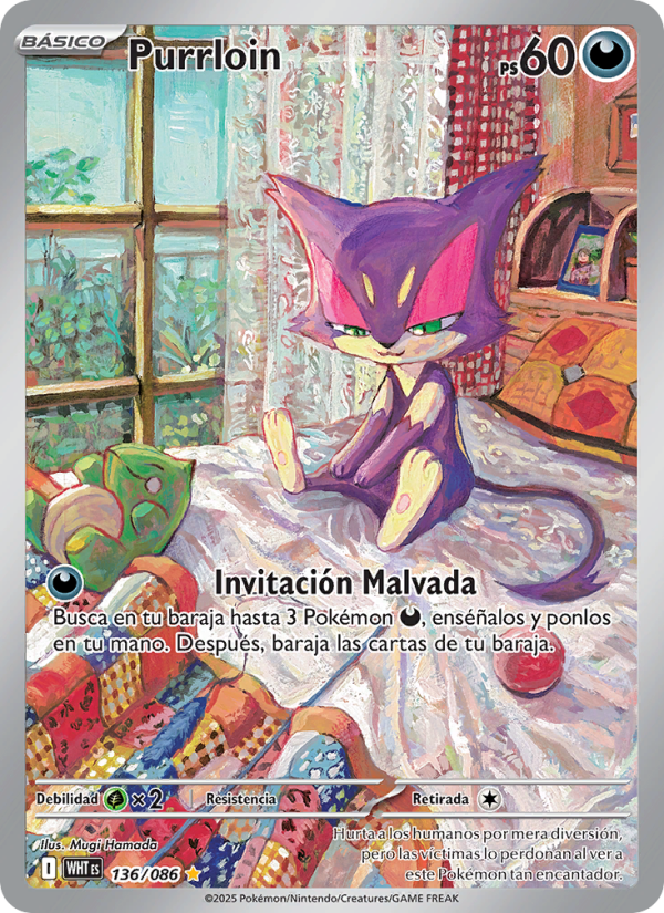 Purrloin 136 — Weiße Flammen (Spanish Pokémon TCG card)