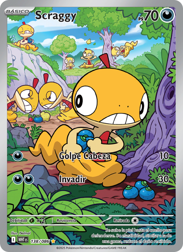Scraggy 138 — Weiße Flammen (Spanish Pokémon TCG card)