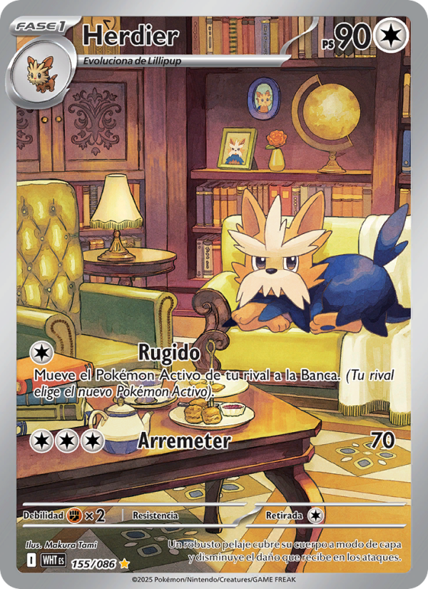 Herdier 155 — Weiße Flammen (Spanish Pokémon TCG card)
