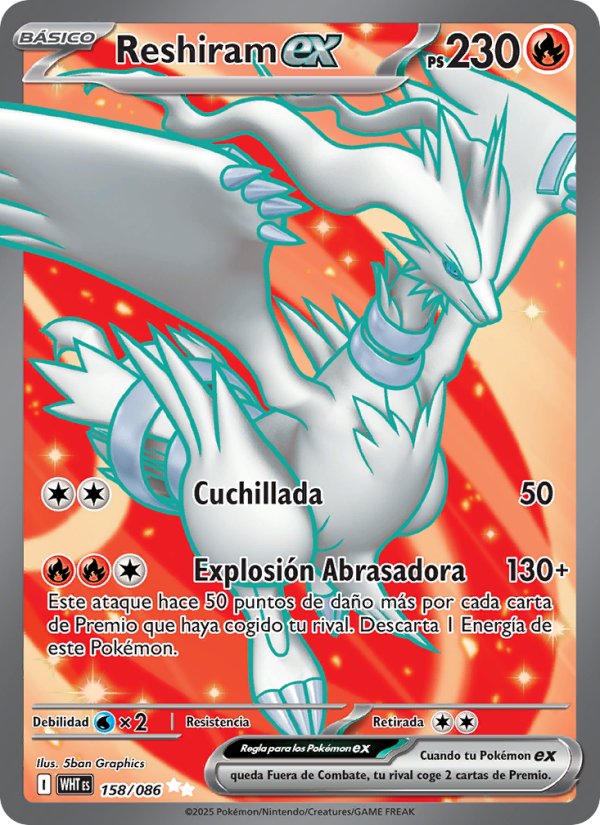 Reshiram ex 158 — Weiße Flammen (Spanish Pokémon TCG card)