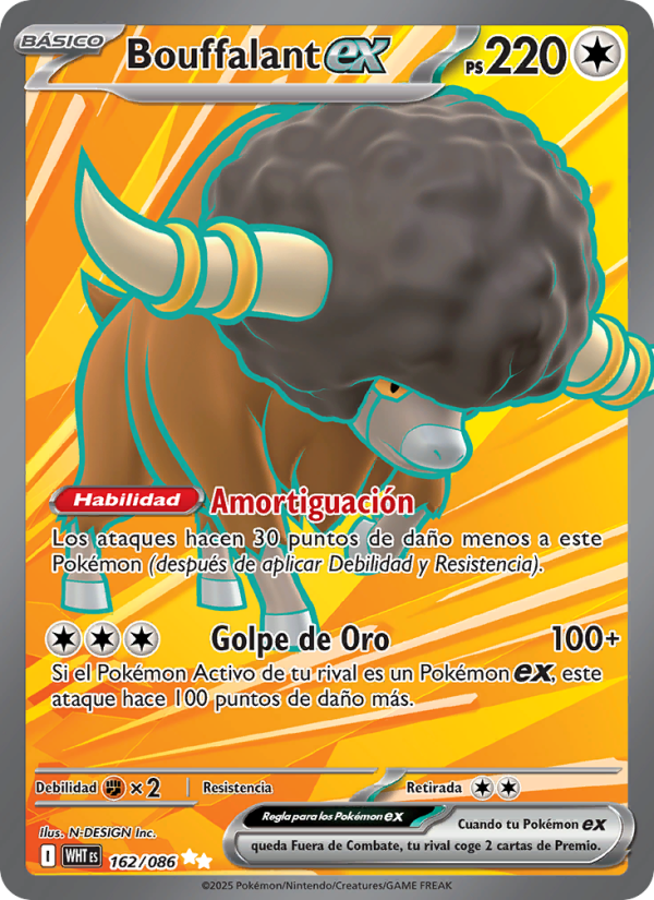 Bouffalant ex 162 — Weiße Flammen (Spanish Pokémon TCG card)