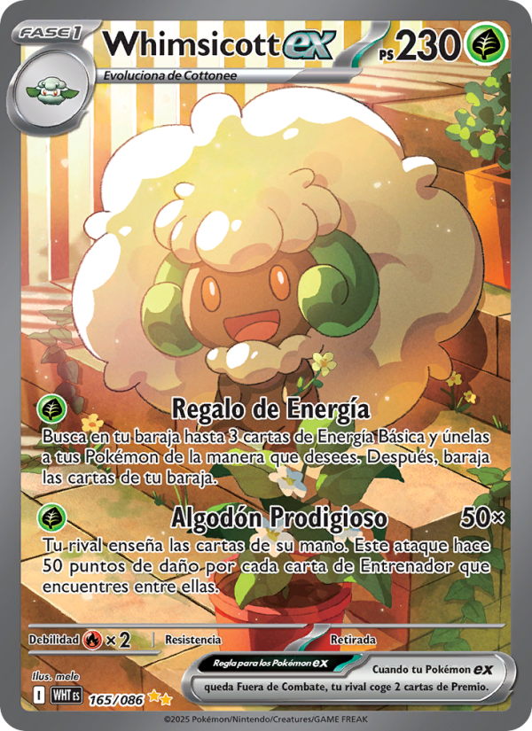 Whimsicott ex 165 — Weiße Flammen (Spanish Pokémon TCG card)