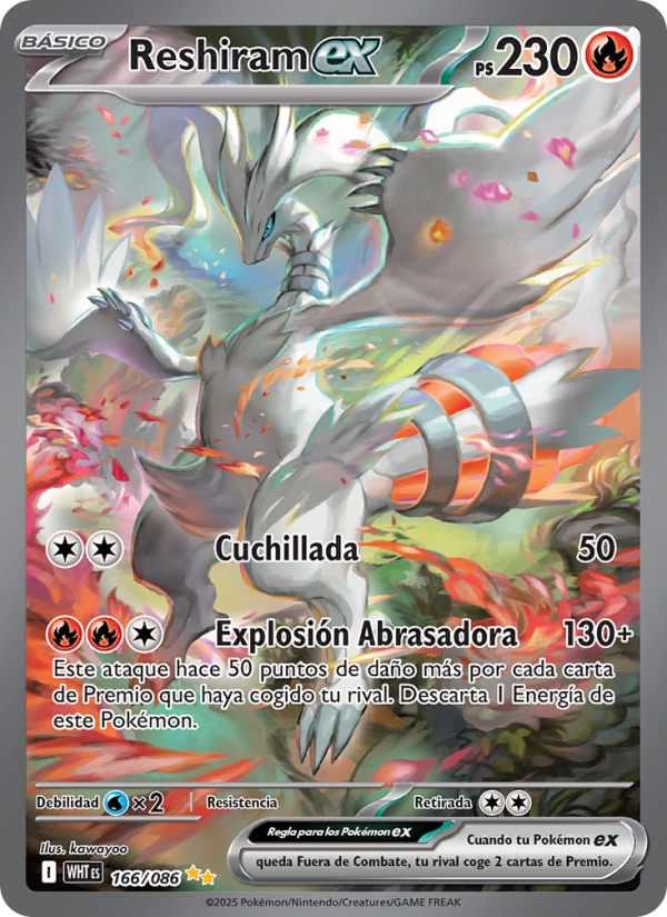 Reshiram ex 166 — Weiße Flammen (Spanish Pokémon TCG card)