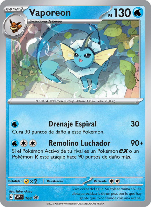 Vaporeon 168 — SVP Black Star Promos (Spanish Pokémon TCG card)