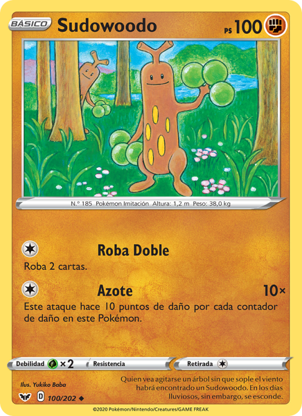 Sudowoodo 100 — Sword & Shield (Spanish Pokémon TCG card)