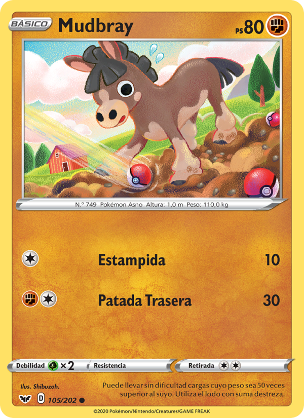 Mudbray 105 — Sword & Shield (Spanish Pokémon TCG card)