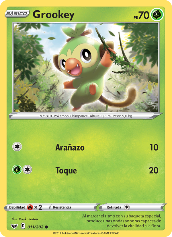 Grookey 11 — Sword & Shield (Spanish Pokémon TCG card)
