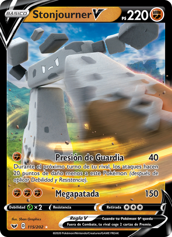 Stonjourner V 115 — Sword & Shield (Spanish Pokémon TCG card)