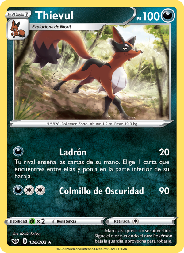 Thievul 126 — Sword & Shield (Spanish Pokémon TCG card)