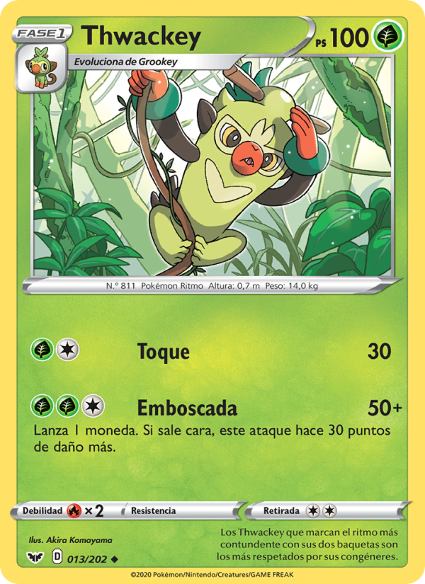 Thwackey 13 — Sword & Shield (Spanish Pokémon TCG card)