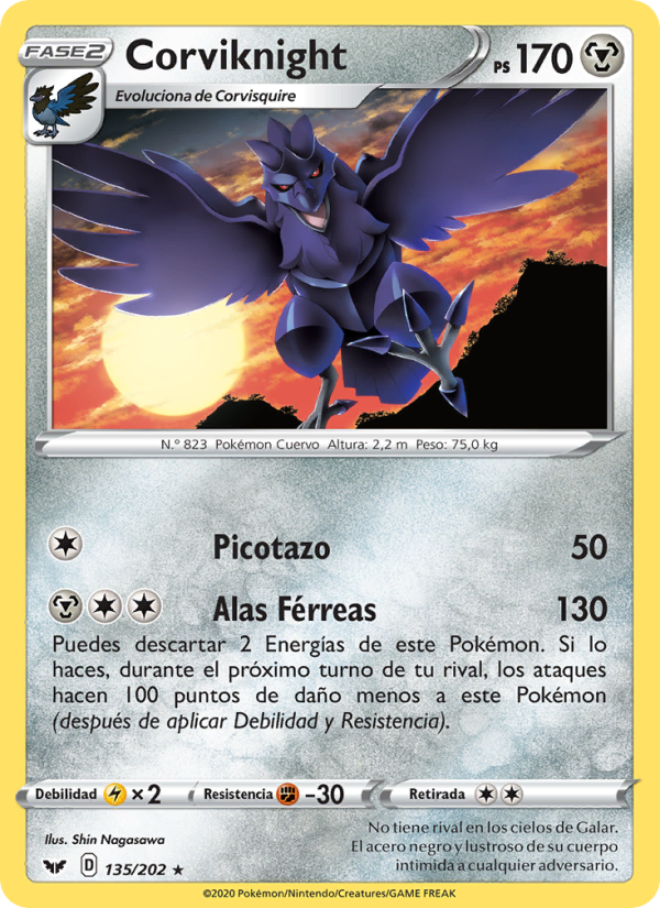 Corviknight 135 — Sword & Shield (Spanish Pokémon TCG card)