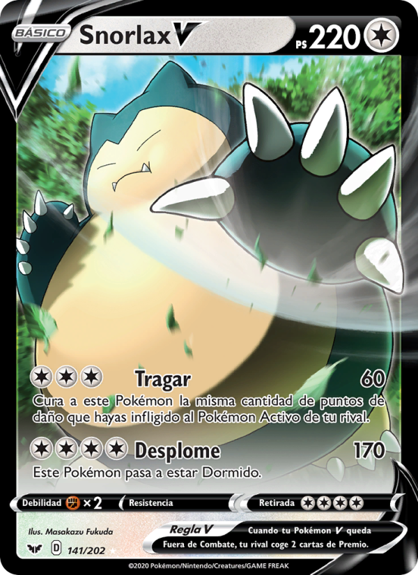 Snorlax V 141 — Sword & Shield (Spanish Pokémon TCG card)