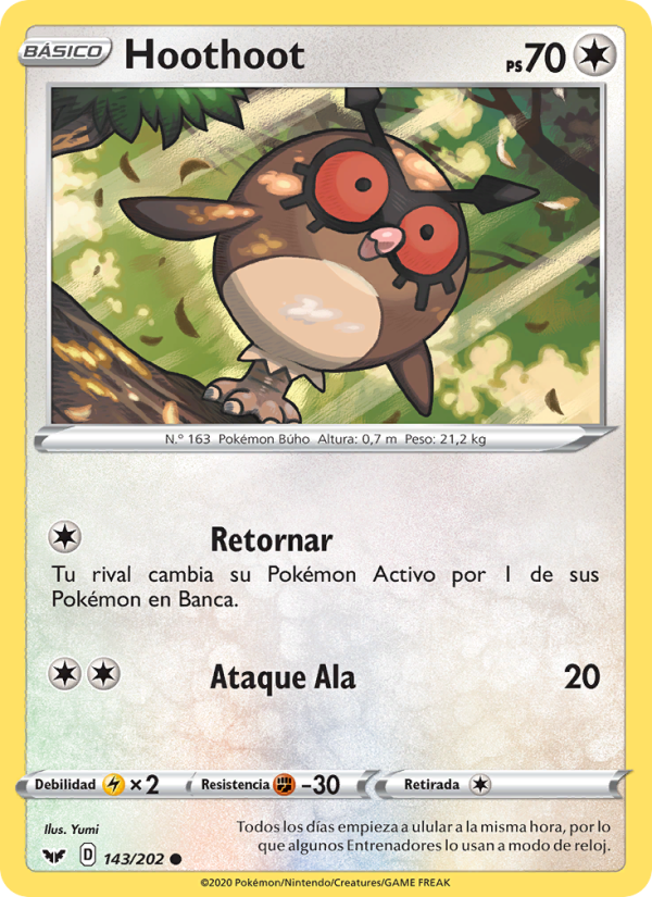 Hoothoot 143 — Sword & Shield (Spanish Pokémon TCG card)
