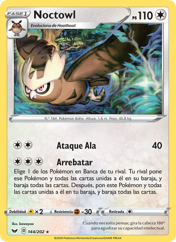 Noctowl 144 — Sword & Shield (Spanish Pokémon TCG card)