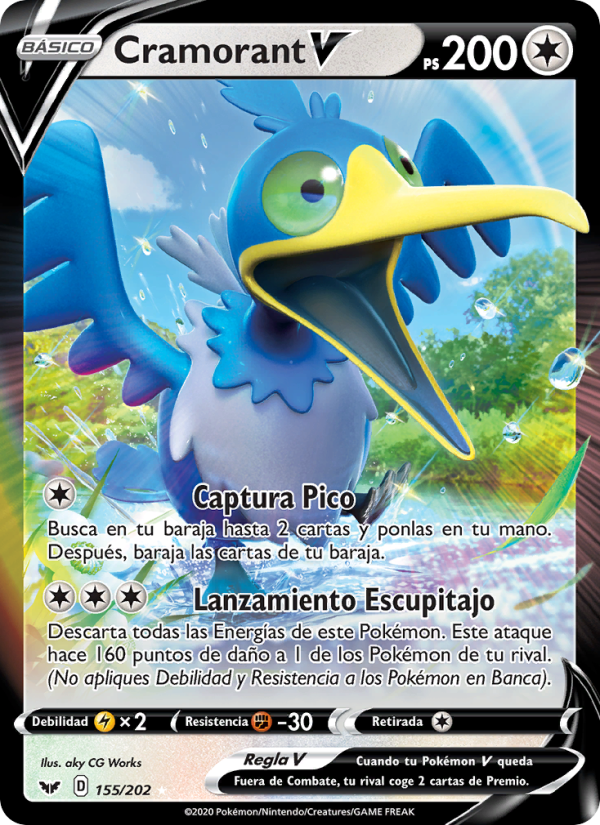 Cramorant V 155 — Sword & Shield (Spanish Pokémon TCG card)