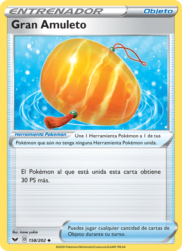 Gran Amuleto 158 — Sword & Shield (Spanish Pokémon TCG card)