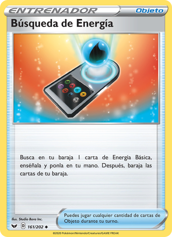 Búsqueda de Energía 161 — Sword & Shield (Spanish Pokémon TCG card)