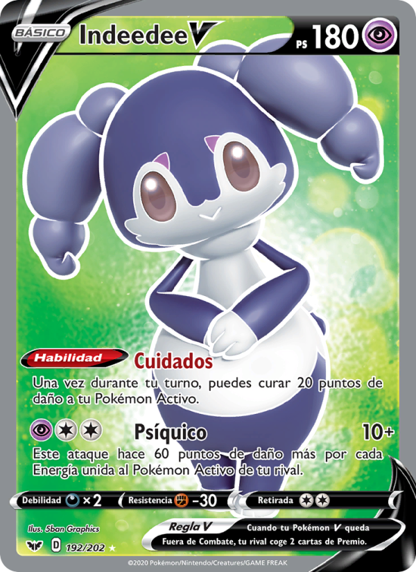 Indeedee V 192 — Sword & Shield (Spanish Pokémon TCG card)