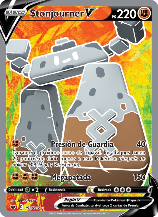 Stonjourner V 193 — Sword & Shield (Spanish Pokémon TCG card)