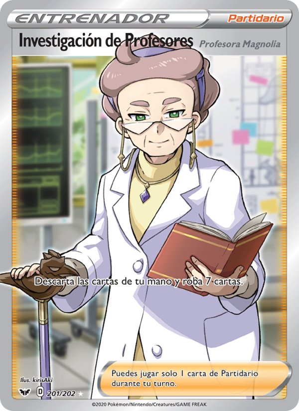 Investigación de Profesores 201 — Sword & Shield (Spanish Pokémon TCG card)