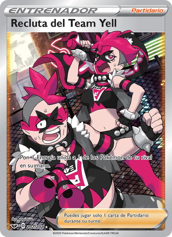 Recluta del Team Yell 202 — Sword & Shield (Spanish Pokémon TCG card)