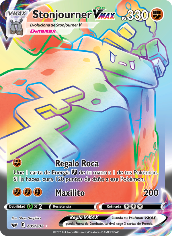 Stonjourner VMAX 205 — Sword & Shield (Spanish Pokémon TCG card)