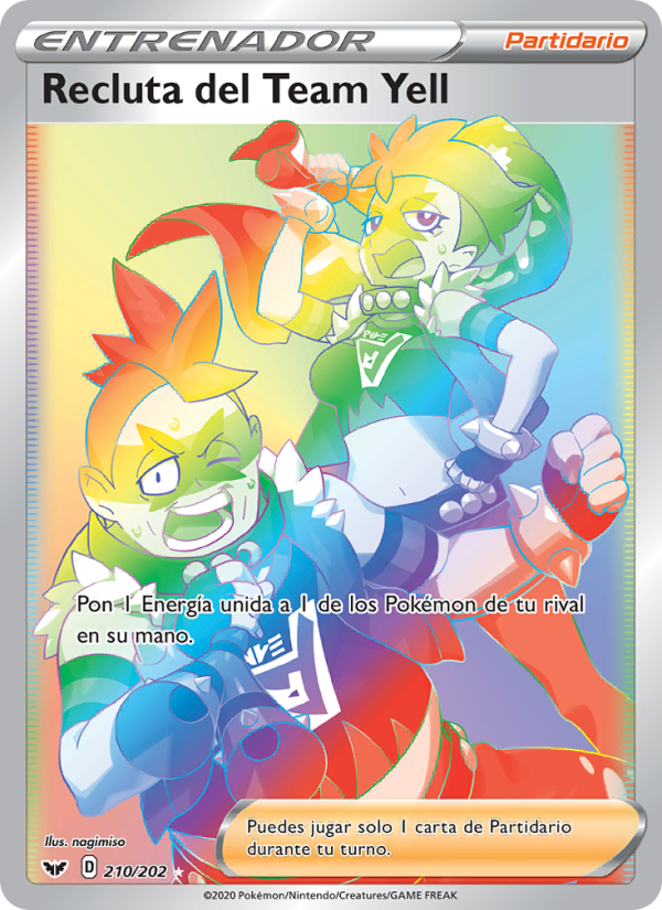 Recluta del Team Yell 210 — Sword & Shield (Spanish Pokémon TCG card)
