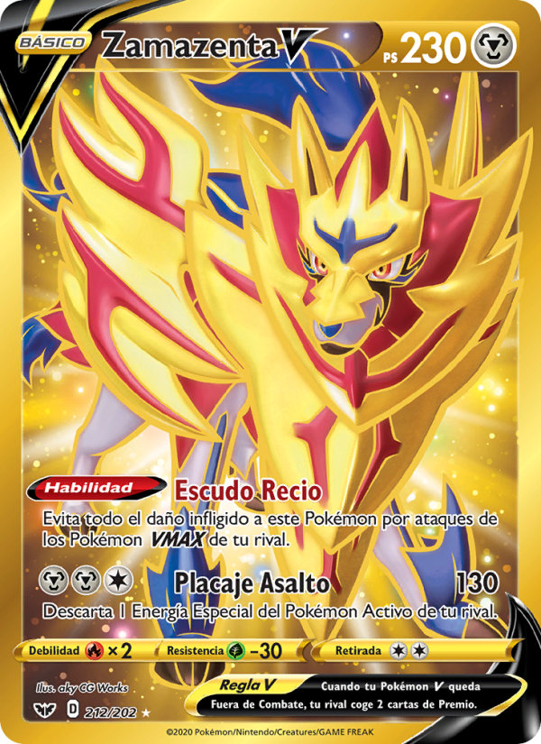 Zamazenta V 212 — Sword & Shield (Spanish Pokémon TCG card)