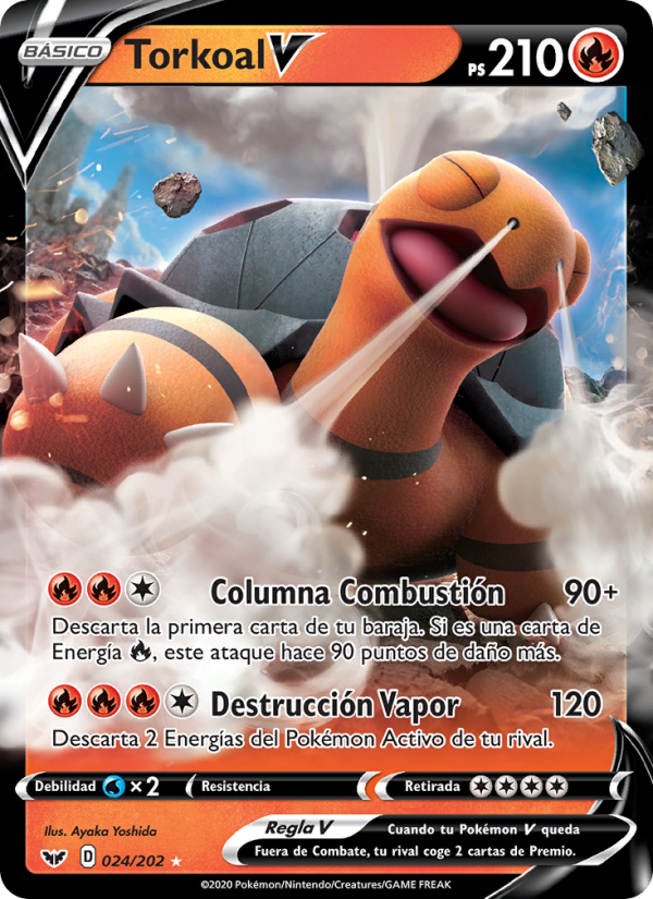 Torkoal V 24 — Sword & Shield (Spanish Pokémon TCG card)