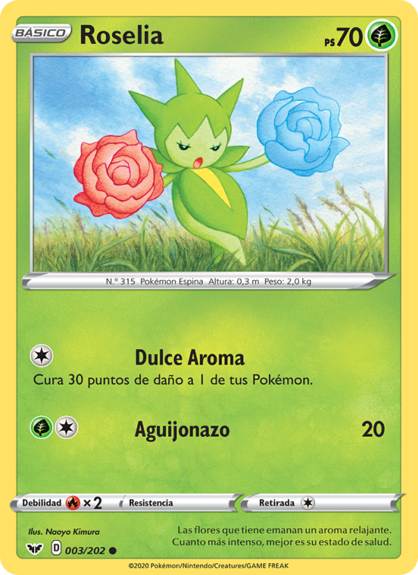Roselia 3 — Sword & Shield (Spanish Pokémon TCG card)