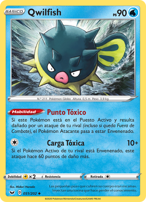 Qwilfish 51 — Sword & Shield (Spanish Pokémon TCG card)