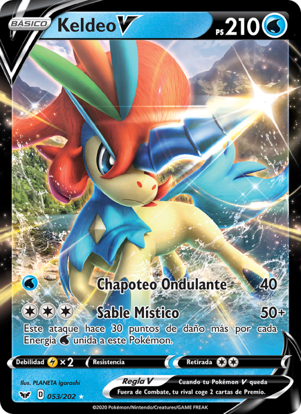Keldeo V 53 — Sword & Shield (Spanish Pokémon TCG card)