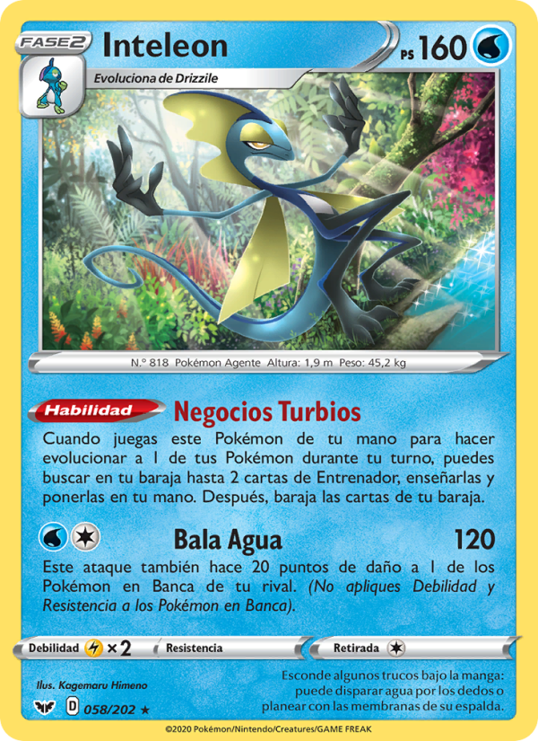 Inteleon 58 — Sword & Shield (Spanish Pokémon TCG card)