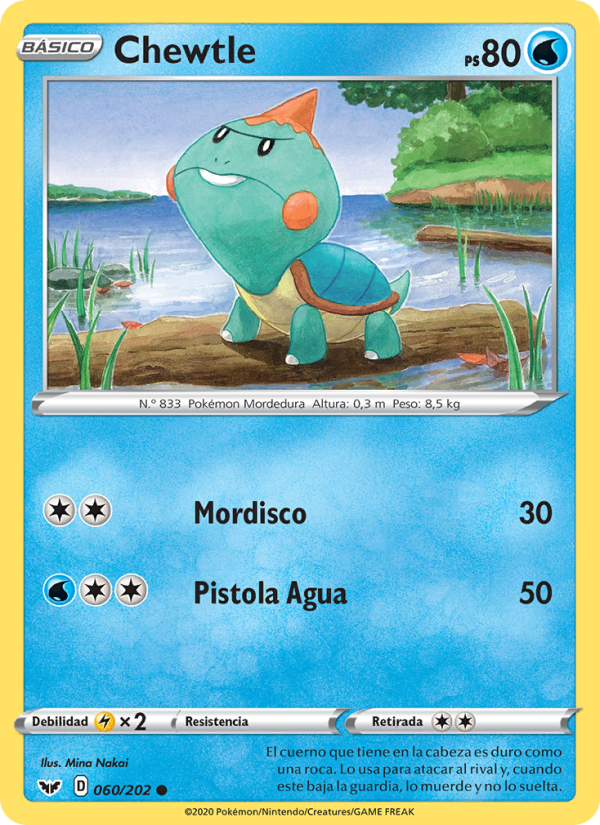 Chewtle 60 — Sword & Shield (Spanish Pokémon TCG card)