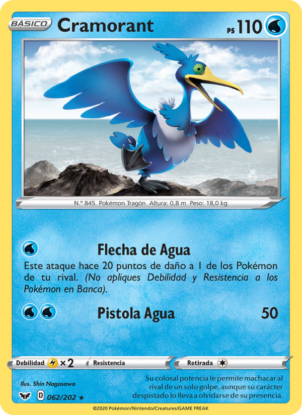 Cramorant 62 — Sword & Shield (Spanish Pokémon TCG card)