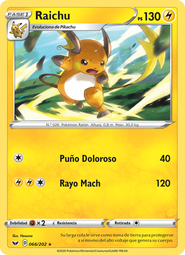 Raichu 66 — Sword & Shield (Spanish Pokémon TCG card)