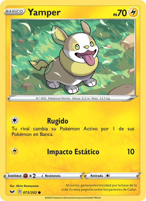 Yamper 73 — Sword & Shield (Spanish Pokémon TCG card)
