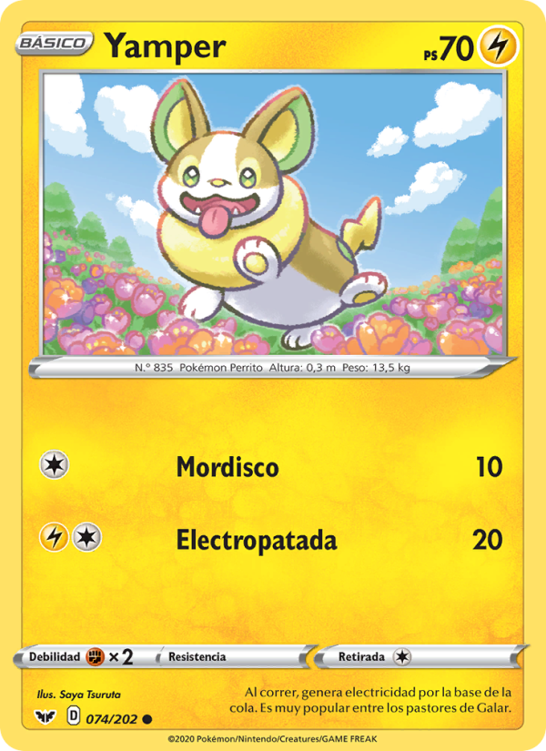 Yamper 74 — Sword & Shield (Spanish Pokémon TCG card)