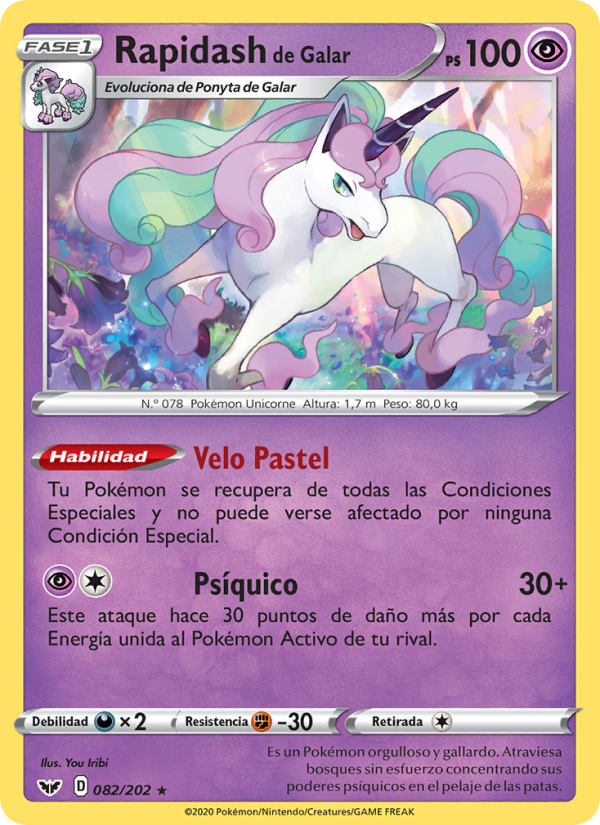 Rapidash de Galar 82 — Sword & Shield (Spanish Pokémon TCG card)