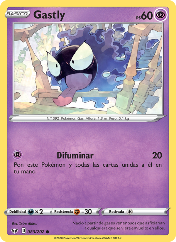 Gastly 83 — Sword & Shield (Spanish Pokémon TCG card)