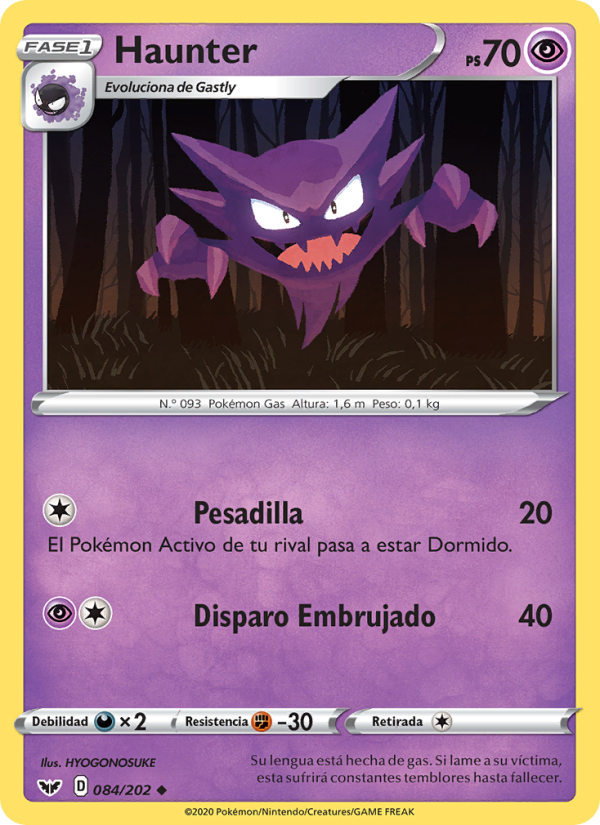 Haunter 84 — Sword & Shield (Spanish Pokémon TCG card)